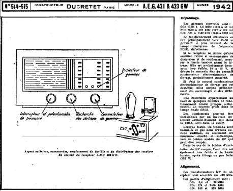 A.E.G.423GW; Ducretet -Thomson; (ID = 222221) Radio