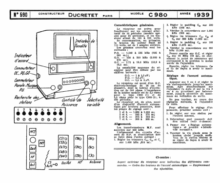 C 980; Ducretet -Thomson; (ID = 1536501) Radio