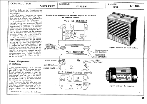 D1935V ; Ducretet -Thomson; (ID = 1196775) Car Radio