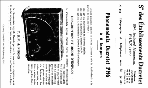 Phonomodula PM6; Ducretet -Thomson; (ID = 1715040) Radio