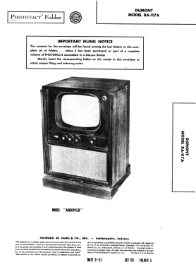 RA-147A; DuMont Labs, Allen B (ID = 3099629) Television