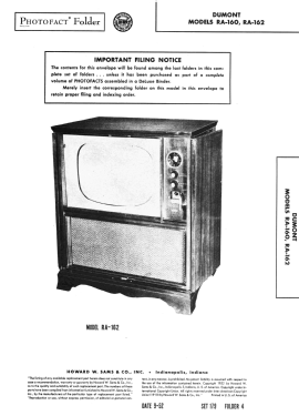 RA-160 ; DuMont Labs, Allen B (ID = 3090413) Television