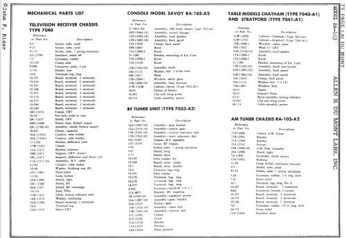 Sutton RA-103; DuMont Labs, Allen B (ID = 736378) TV Radio