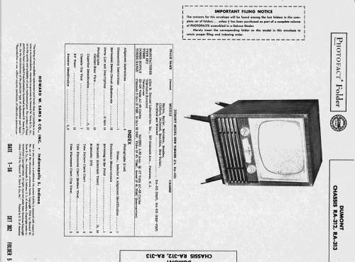 Winsted Ch= RA312; DuMont Labs, Allen B (ID = 2692207) Televisión