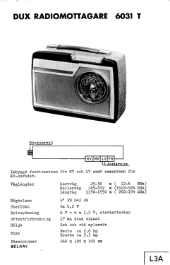 Belami 6031T Ch= L3A; Dux Radio AB; (ID = 2881115) Radio