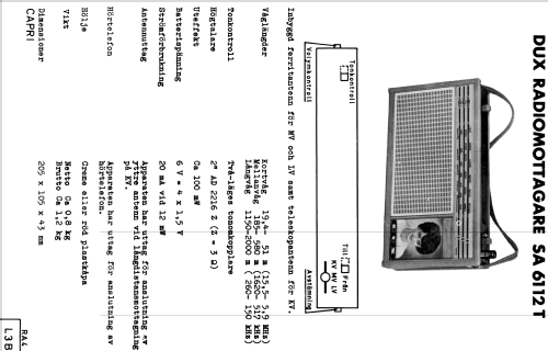 Capri SA6112T; Dux Radio AB; (ID = 1604243) Radio