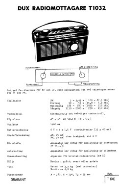 Drabant T1032 Ch= T10E; Dux Radio AB; (ID = 2753946) Radio