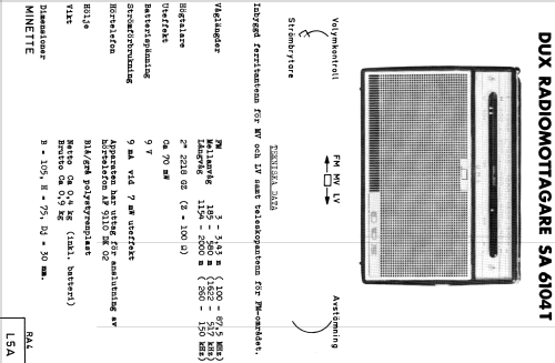 Minette SA6104T; Dux Radio AB; (ID = 1603755) Radio