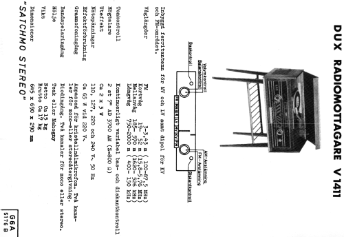 Satchmo Stereo V 1411; Dux Radio AB; (ID = 1621855) Radio