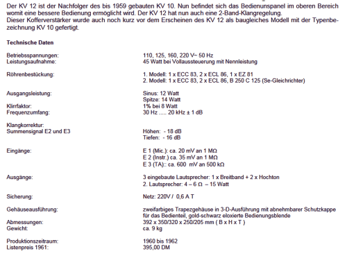 KV12; Dynacord W. (ID = 2971368) Ampl/Mixer