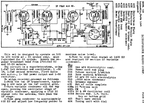 119 ; Echophone Radio, Inc (ID = 747963) Radio