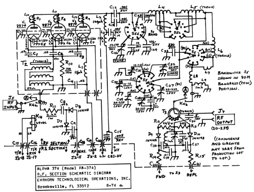 Linear Amplifier Alpha 374 Amateur-D Ehrhorn Technological Operations ...