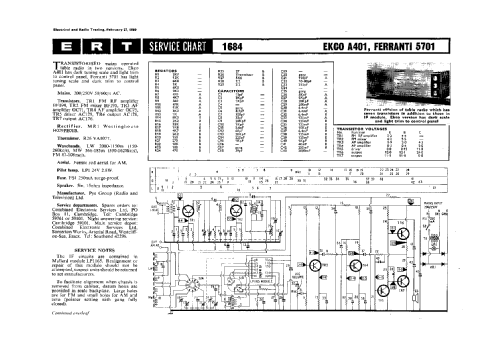 FM/AM Radio A401; Ekco, E.K.Cole Ltd.; (ID = 1335649) Radio