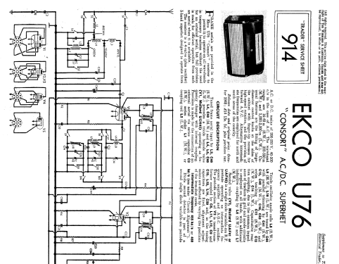 Consort U76; Ekco, E.K.Cole Ltd.; (ID = 2276036) Radio