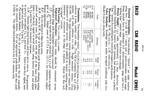 CR901; Ekco, E.K.Cole Ltd.; (ID = 581047) Car Radio