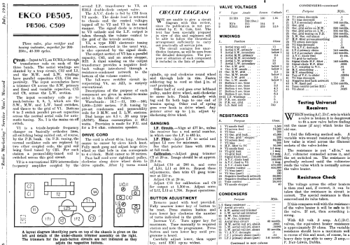 PB505; Ekco, E.K.Cole Ltd.; (ID = 1465104) Radio