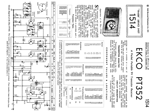 PT352; Ekco, E.K.Cole Ltd.; (ID = 1324531) Radio