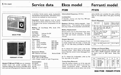 PT399; Ekco, E.K.Cole Ltd.; (ID = 233735) Radio