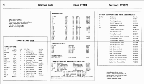 PT399; Ekco, E.K.Cole Ltd.; (ID = 233738) Radio