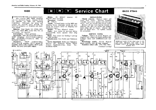 PT 843; Ekco, E.K.Cole Ltd.; (ID = 1336332) Radio