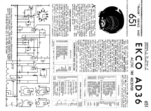 Round Ekco AD36 AD 36; Ekco, E.K.Cole Ltd.; (ID = 1254050) Radio