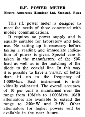 RF Power Meter ; Electro Apparatus (ID = 2879451) Equipment