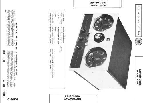 FM-AM Tuner 3304; Electro-Voice Inc.; (ID = 2511917) Radio