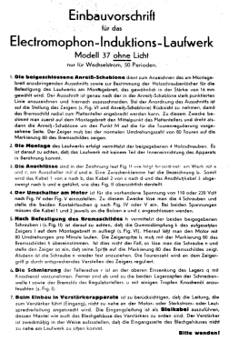 Radio Grammophon Radio Ch= Clarion jr. Mod. 40; Induktions-Laufwerk Modell 37; Electromophon AG; (ID = 3057134) Radio