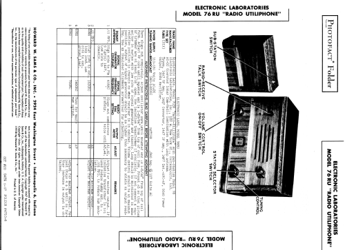 76RU 'Radio Utiliphone' Ch= 2865; Electronic (ID = 836658) Radio