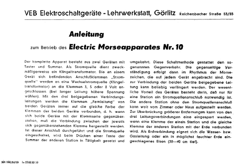 Morseapparat Electric 10; Elektro-Schaltgeräte (ID = 1631128) Morse+TTY