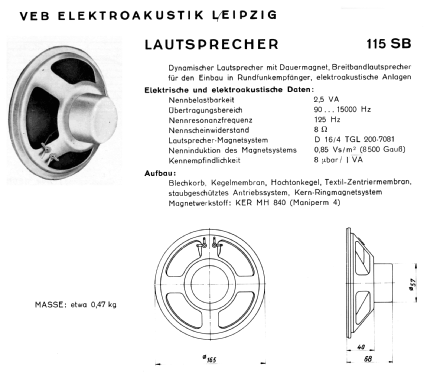 Lautsprecherchassis 115 SB; Elektrogerätebau (ID = 1766882) Speaker-P