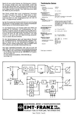 Gleichlauf-Messgerät EMT 422; Elektromesstechnik (ID = 2921639) Equipment