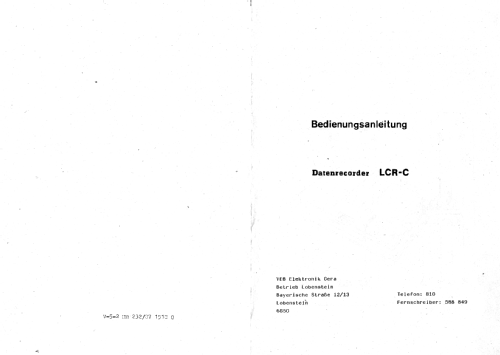 LCR-C Data; Elektronik Gera, VEB (ID = 2802652) Ton-Bild