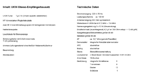 UKW-Stereo-Empfängerbausatz ; Elektrophysikalische (ID = 1771156) Kit