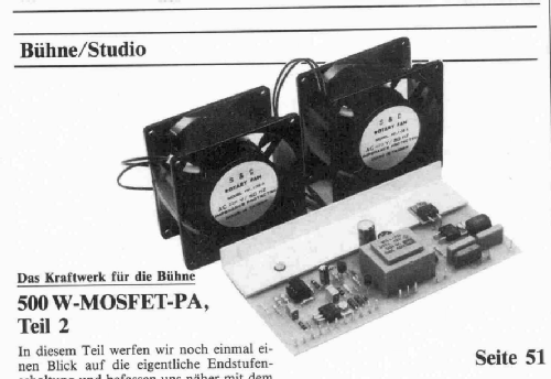 Hochleistungs - Verstärker 2 x 500 W PA; Elrad; Hannover (ID = 1955768) Kit