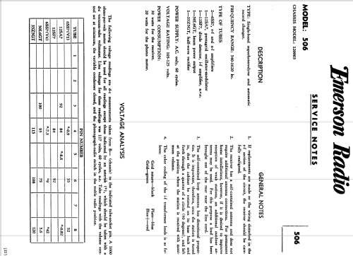 506 Ch= 120003; Emerson Radio & (ID = 1181805) Radio