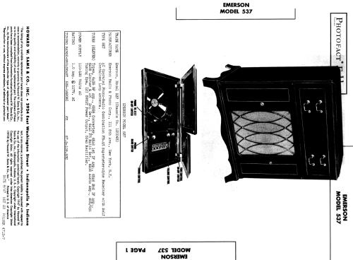 537 Ch= 120043; Emerson Radio & (ID = 873489) Radio