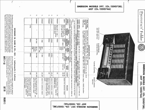 607 Ch= 120074A; Emerson Radio & (ID = 1626943) Radio