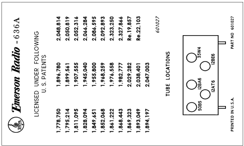 636 Ch= 120106A; Emerson Radio & (ID = 3047517) Radio