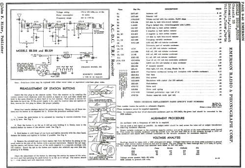 BB-209 Ch= BB; Emerson Radio & (ID = 843983) Radio