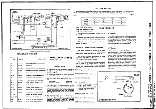 FP422 Ch= FP; Emerson Radio & (ID = 297075) Radio