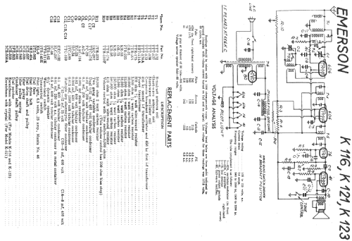 K116 Ch= K; Emerson Radio & (ID = 15793) Radio
