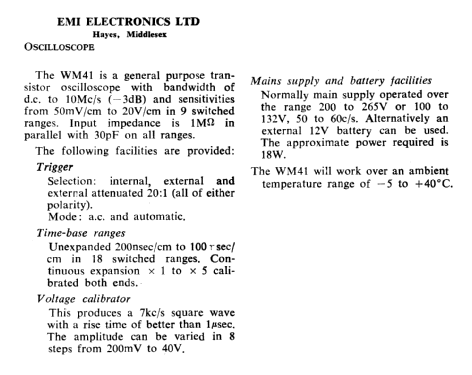Oscilloscope WM41; EMI; Hayes, (ID = 2766694) Ausrüstung