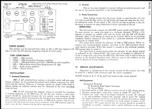 501 ; Espey Mfg. Co., Inc. (ID = 329586) Radio