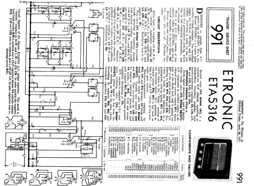 ETA5316 ; Etronic Brand, Hale (ID = 2275867) Radio