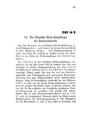 Deutscher Kleinempfänger Batt. DKE-38B DKE-1938B; Eumig, Elektrizitäts (ID = 3068328) Radio