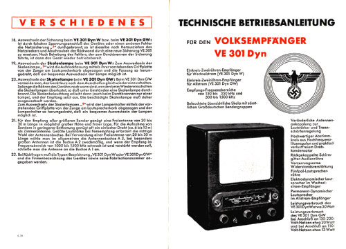 Volksempfänger VE301 Dyn W; Eumig, Elektrizitäts (ID = 1212965) Radio