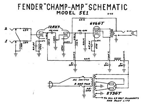 Champ-Amp 5E1, 5F1; Fender Electric (ID = 2871960) Ampl/Mixer