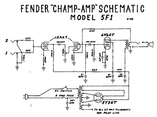 Champ-Amp 5E1, 5F1; Fender Electric (ID = 2871965) Ampl/Mixer