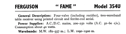 Fame 354U; Ferguson Brand, (ID = 575611) Radio